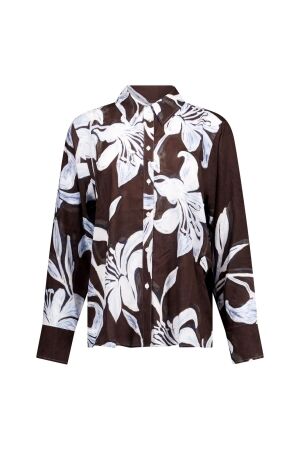 Studio Anneloes Studio Anneloes aylin satin flower blouse 14132 Blouse 6087 sky blue/espresso