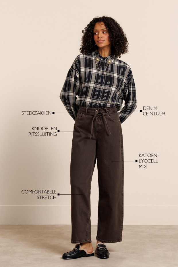 Studio Anneloes Babet denim trousers 14138 8700 espresso