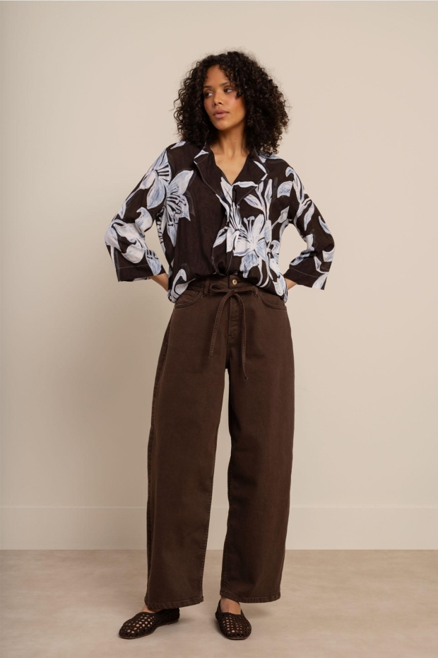 Studio Anneloes Babet denim trousers 14138 8700 espresso