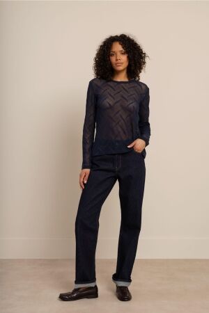 Studio Anneloes Studio Anneloes reagan lace top 14089 T-shirt Lange mouw 6900 dark blue