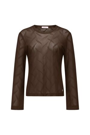 Studio Anneloes Studio Anneloes reagan flaire lace top 14111 T-shirt Lange mouw 8700 espresso