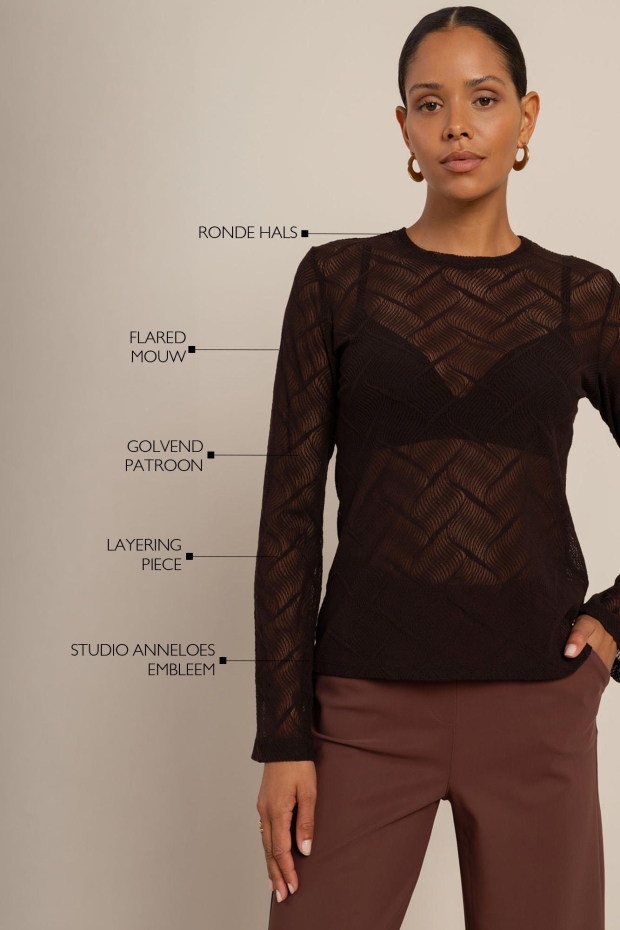Studio Anneloes Reagan flaire lace top 14111 8700 espresso