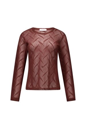 Studio Anneloes Studio Anneloes reagan lace top 14089 T-shirt Lange mouw 8600 chestnut