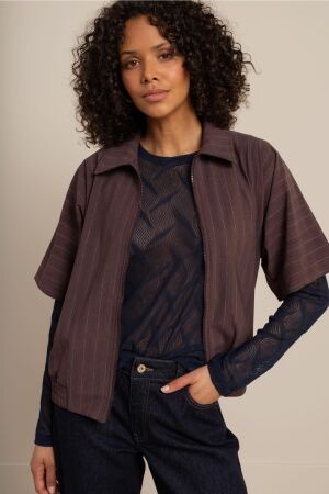 Studio Anneloes Studio Anneloes marcella stripe jacket 14099 Jackets 8687 chestnut/espresso