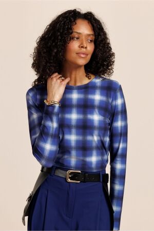 Studio Anneloes Studio Anneloes faith check top 14105 T-shirt Lange mouw 6502 ink blue