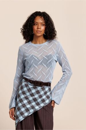 Studio Anneloes Studio Anneloes reagan flaire lace top 14111 T-shirt Lange mouw 6000 sky blue
