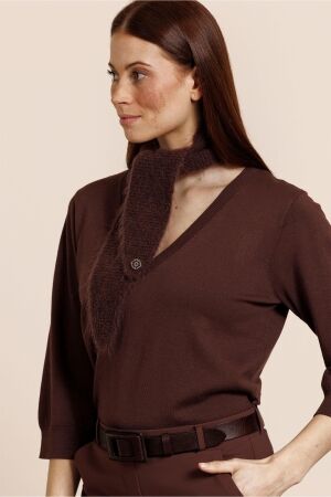 Studio Anneloes Studio Anneloes truida 3/4 pullover 14159 Trui korte mouw 8700 espresso
