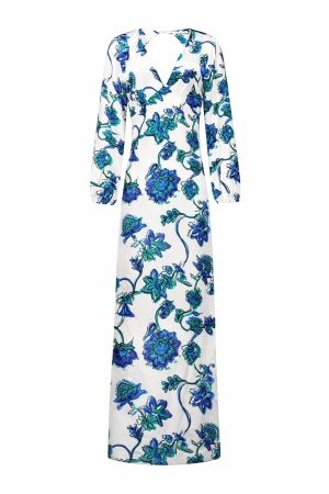 Studio Anneloes Studio Anneloes palma flower dress 13739 Jurk 7372 electric blue/grass green