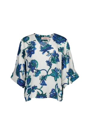 Studio Anneloes Studio Anneloes madison flower top 13740 T-shirt Korte mouw 7372 electric blue/grass green