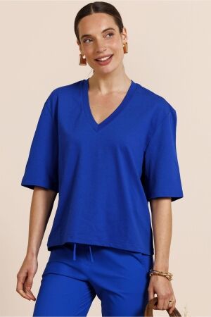 Studio Anneloes Studio Anneloes fiore vneck t-shirt 13764 T-shirt Korte mouw 7301 electric blue