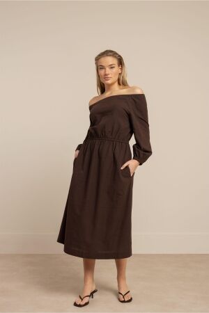 Studio Anneloes Studio Anneloes saturday linen dress 13754 Jurk 8700 espresso