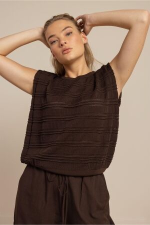 Studio Anneloes Studio Anneloes leona knitted top 13773 Tops en Singlets 8700 espresso
