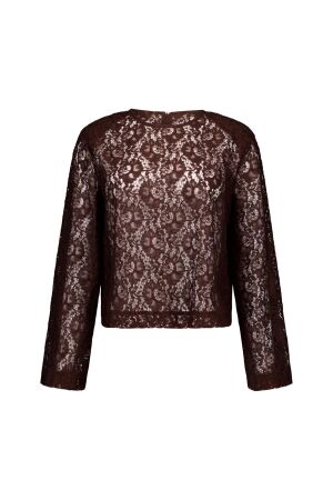 Studio Anneloes Studio Anneloes amaya lace top 13757 T-shirt Lange mouw 8700 espresso