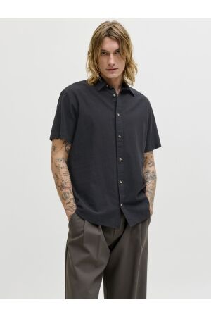 Jack & Jones Jack & Jones jjesummer linen blend shirt s/s sn 12289160 Overhemd black