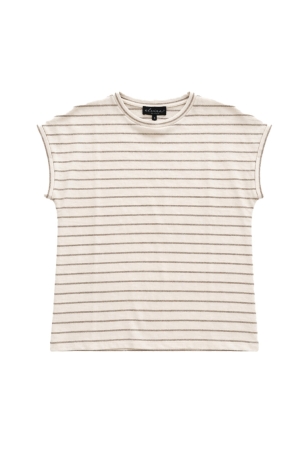 Elvira Casuals Elvira Casuals top body e3 26-010 T-shirt Korte mouw 647 ecru striped