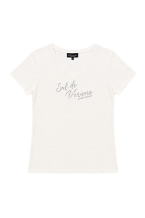 Elvira Casuals Elvira Casuals t-shirt sol e3 26-029 T-shirt Korte mouw 130 off white - silver