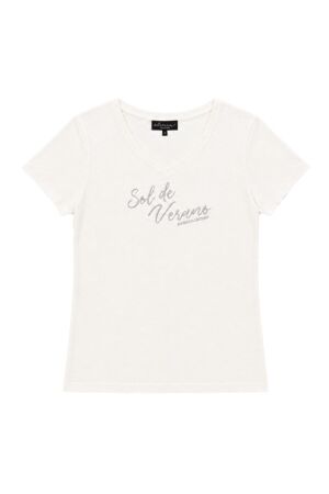 Elvira Casuals Elvira Casuals t-shirt sol e3 26-029 T-shirt Korte mouw 130 off white - silver