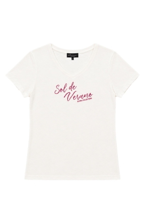 Elvira Casuals Elvira Casuals t-shirt sol e3 26-029 T-shirt Korte mouw 264 off white - berry