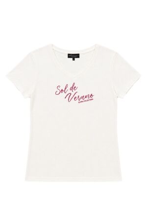Elvira Casuals Elvira Casuals t-shirt sol e3 26-029 T-shirt Korte mouw 264 off white - berry