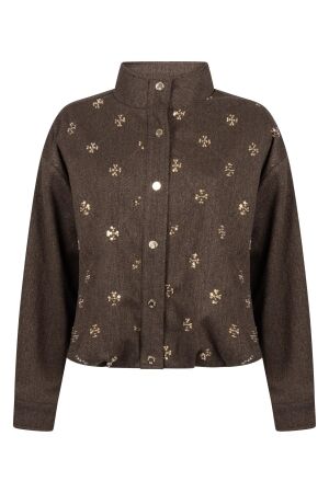Tramontana Tramontana tweed jacket sequins c24-22-801 Jackets 002654-cafenoirmelange