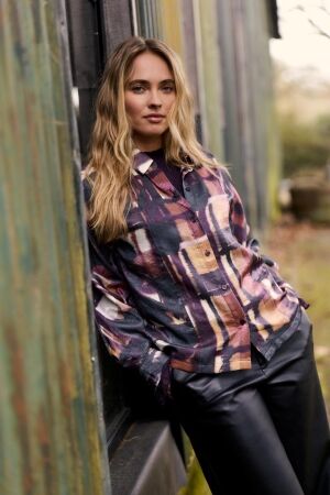 Tramontana Tramontana blouse floral checks c34-22-301 Blouse 100004-printblackandcolour