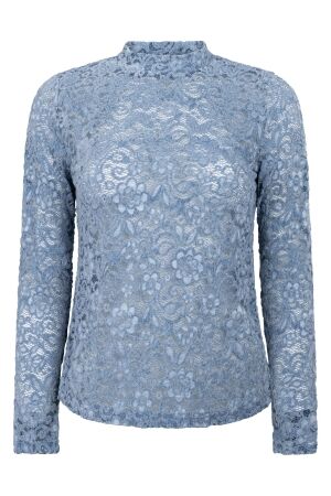 Tramontana Tramontana velvet stretch lace top c35-22-401 T-shirt Lange mouw 005002-moodyblue