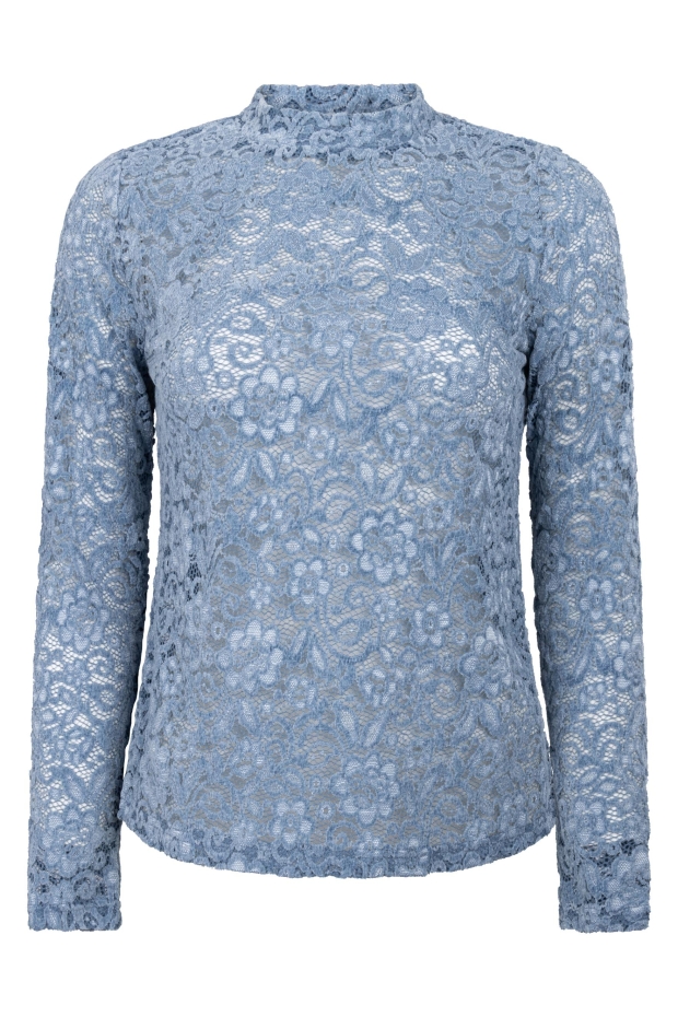 Tramontana Velvet Stretch Lace Top C35-22-401 005002-MoodyBlue