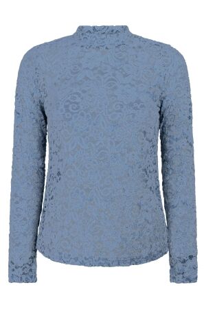 Tramontana Tramontana velvet stretch lace top c35-22-401 T-shirt Lange mouw 005002-moodyblue