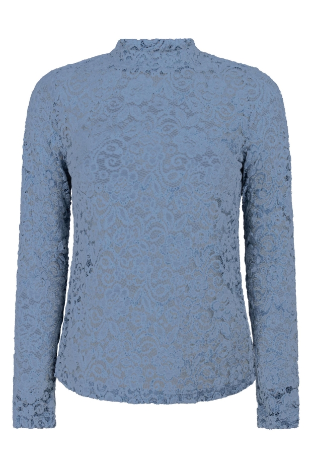 Tramontana Velvet Stretch Lace Top C35-22-401 005002-MoodyBlue