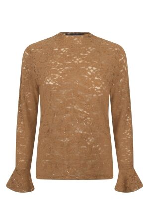 Tramontana Tramontana flared-cuff lace top c36-22-401 T-shirt Lange mouw 002550-cinnamon