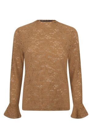 Tramontana Tramontana flared-cuff lace top c36-22-401 T-shirt Lange mouw 002550-cinnamon