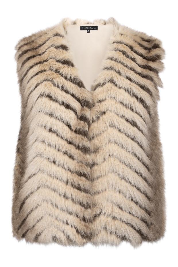 Tramontana Patterned Faux Fur Waistcoat C49-22-802 008110-WinterGold