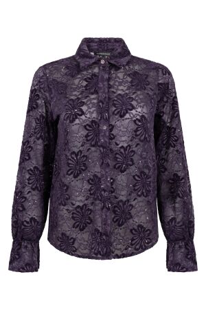 Tramontana Tramontana velvet lace blouse c50-22-301 Blouse 004840-auberginenoir