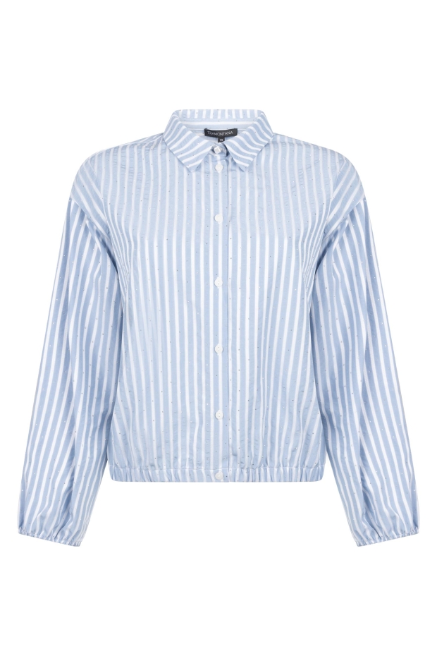 Tramontana Striped Blouse Rhinestones O05-22-301 005002-MoodyBlue
