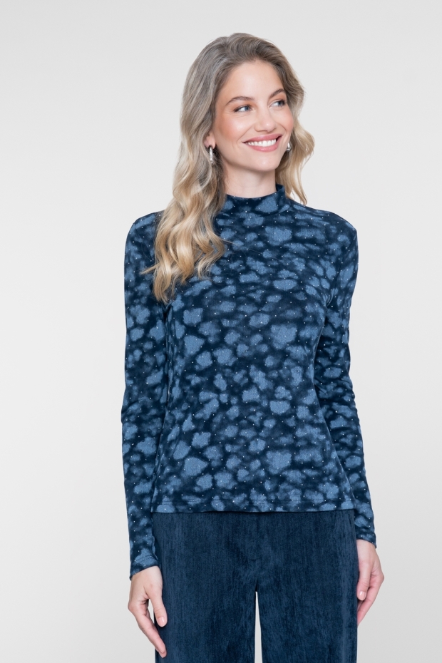 Geisha Top turtle AOP rhinestones 62585-14 685 dark blue/silver