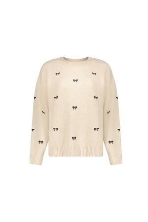 Geisha Geisha pullover embro bowtie 64538-23 Trui 720 sand/dark brown