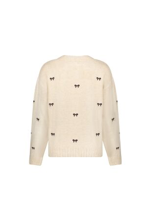 Geisha Geisha pullover embro bowtie 64538-23 Trui 720 sand/dark brown
