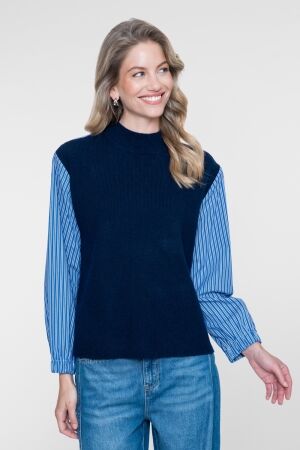 Geisha Geisha pullover with stripe 64515-10 Trui 675 navy/blue-white stripe