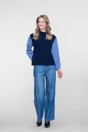 Geisha Geisha pullover with stripe 64515-10 Trui 675 navy/blue-white stripe