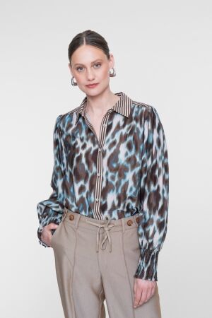 Geisha Geisha blouse 63713-20 Blouse 675 navy/brown