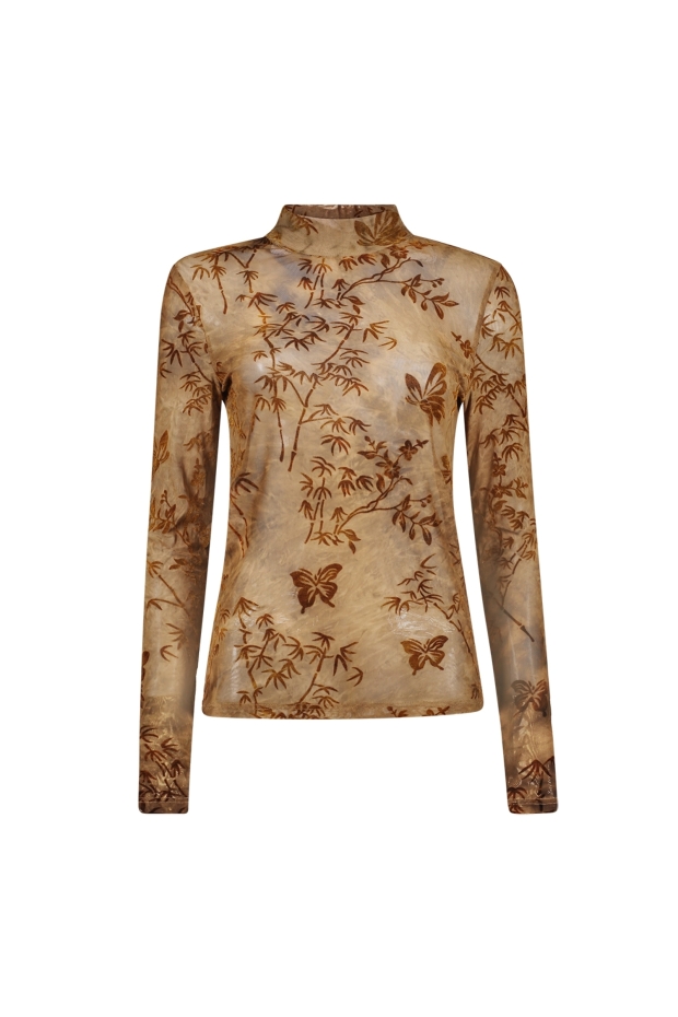 Geisha top mesh with flock 62834-14 735 camel