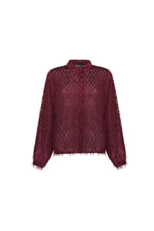 Geisha Geisha blouse with fringes 63826-14 480 burgundy