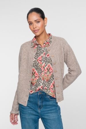 Geisha Geisha cardigan with ruffles 64845-14 Vest 720 sand