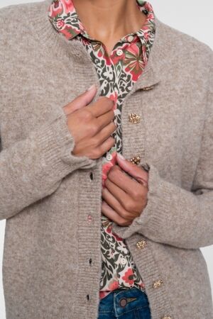 Geisha Geisha cardigan with ruffles 64845-14 Vest 720 sand