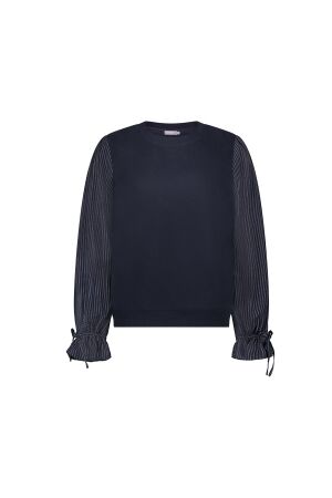 Geisha Geisha sweater with striped sleeves 62846-21 Sweater 675 navy