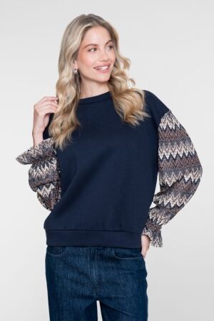 Geisha Geisha top 62905-20 T-shirt Lange mouw 685 dark blue/brown
