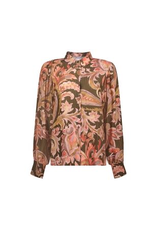 Geisha Geisha blouse 63941-20 Blouse 560 dark olive/coral