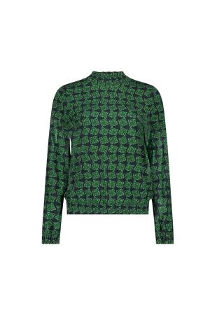 Geisha Geisha top 62660-20 T-shirt Lange mouw 530 green/navy