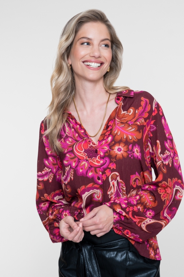 Geisha blouse 63674-20 445 fuchsia/coral