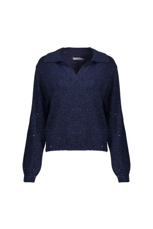 Geisha Geisha pullover polo lurex & sequinces 64583-14 Trui 675 navy